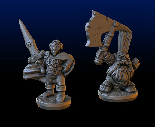 Renown Mercenaries - INDIVIDUAL Destiny Duo, Dwarf and Swordsman Heros (Ankylo)-Copy