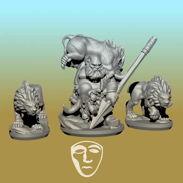 Ogre Tribes - Ogre Hunter Hero with Sabredons